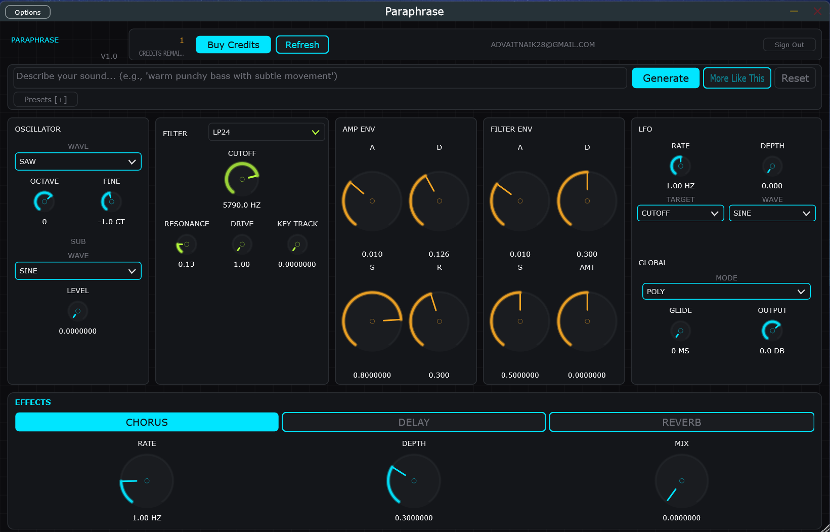 Paraphrase synth interface